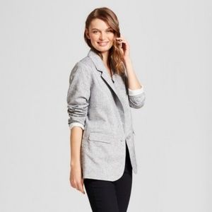 Metallic Linen Boyfriend Blazer w/Button Detail